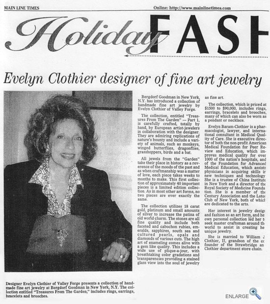 Evelyn Clothier Jewelry in Mainline Times